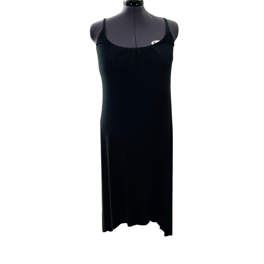 Nicole Miller Solid Black Women's size Large Stretchy Soft Sleeveless Maxi Dress